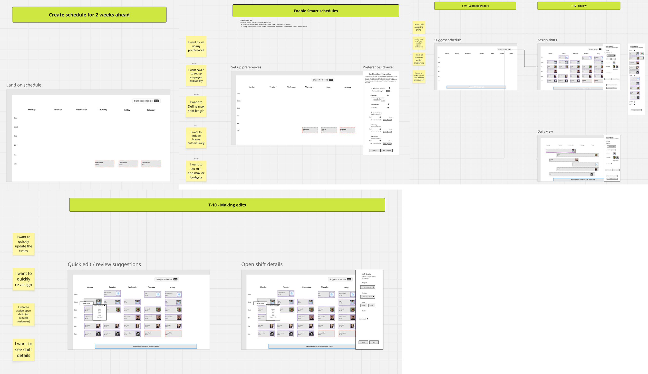 Lo-fi sketches and wireframes