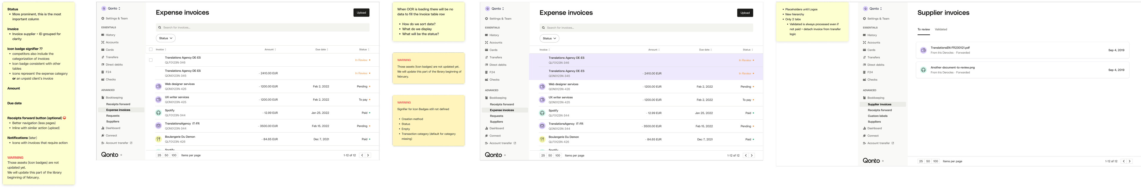 Invoice section explorations