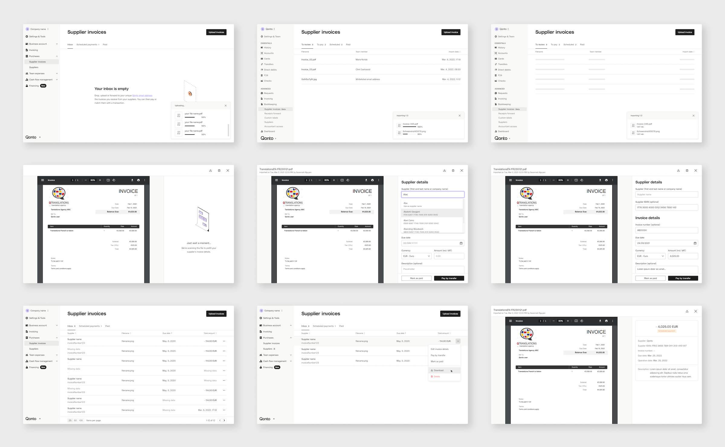 Qonto Supplier Invoices